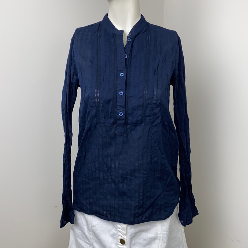 J.Crew Navy Blue Tuxedo Popover Placket Shirt Size XS